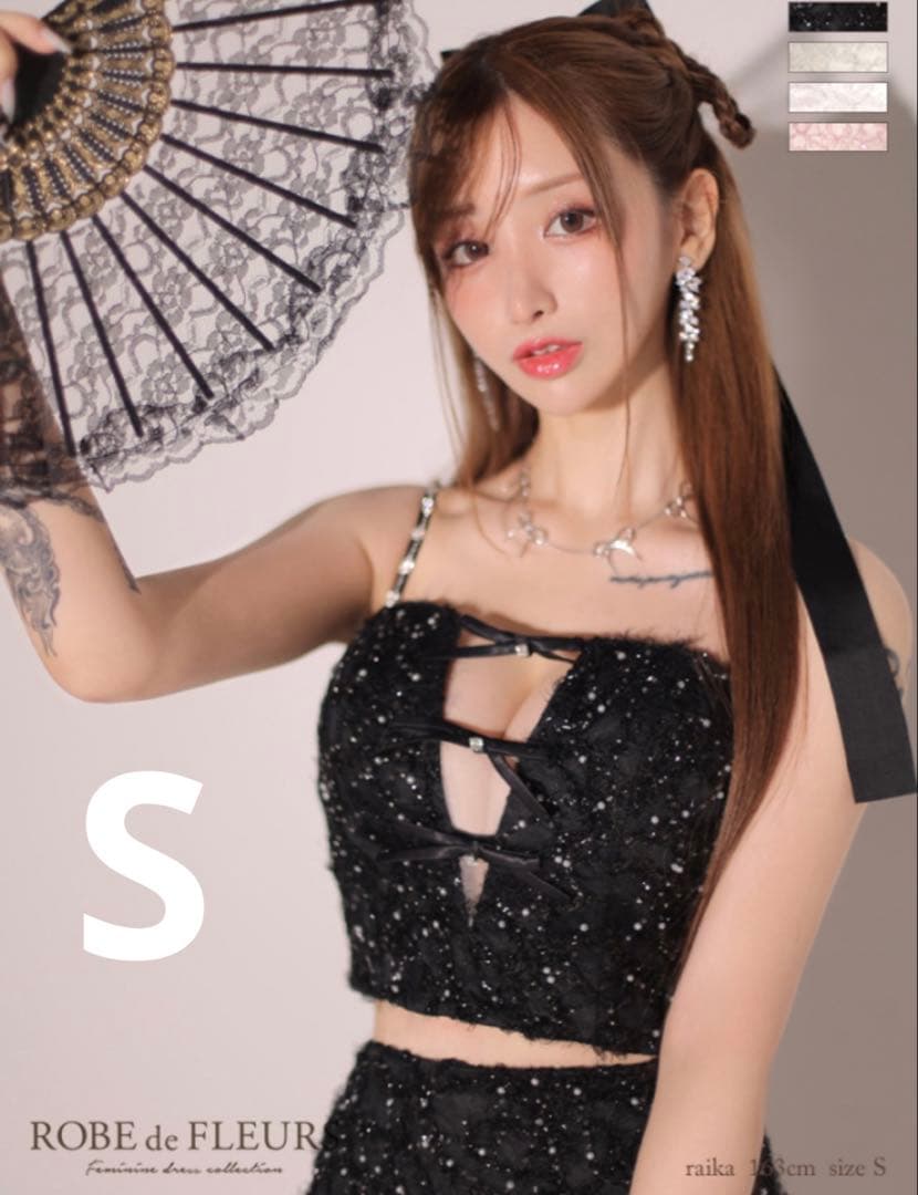 ROBE de FLEURS ブラックミニドレス　S