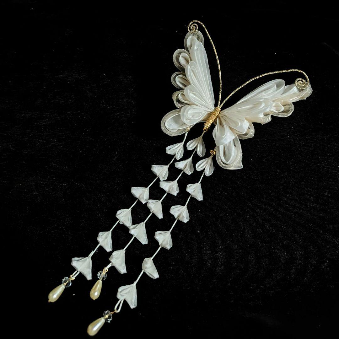 つまみ細工 髪飾り 蝶々 成人式 卒業式 結婚式 七五三 かんざし