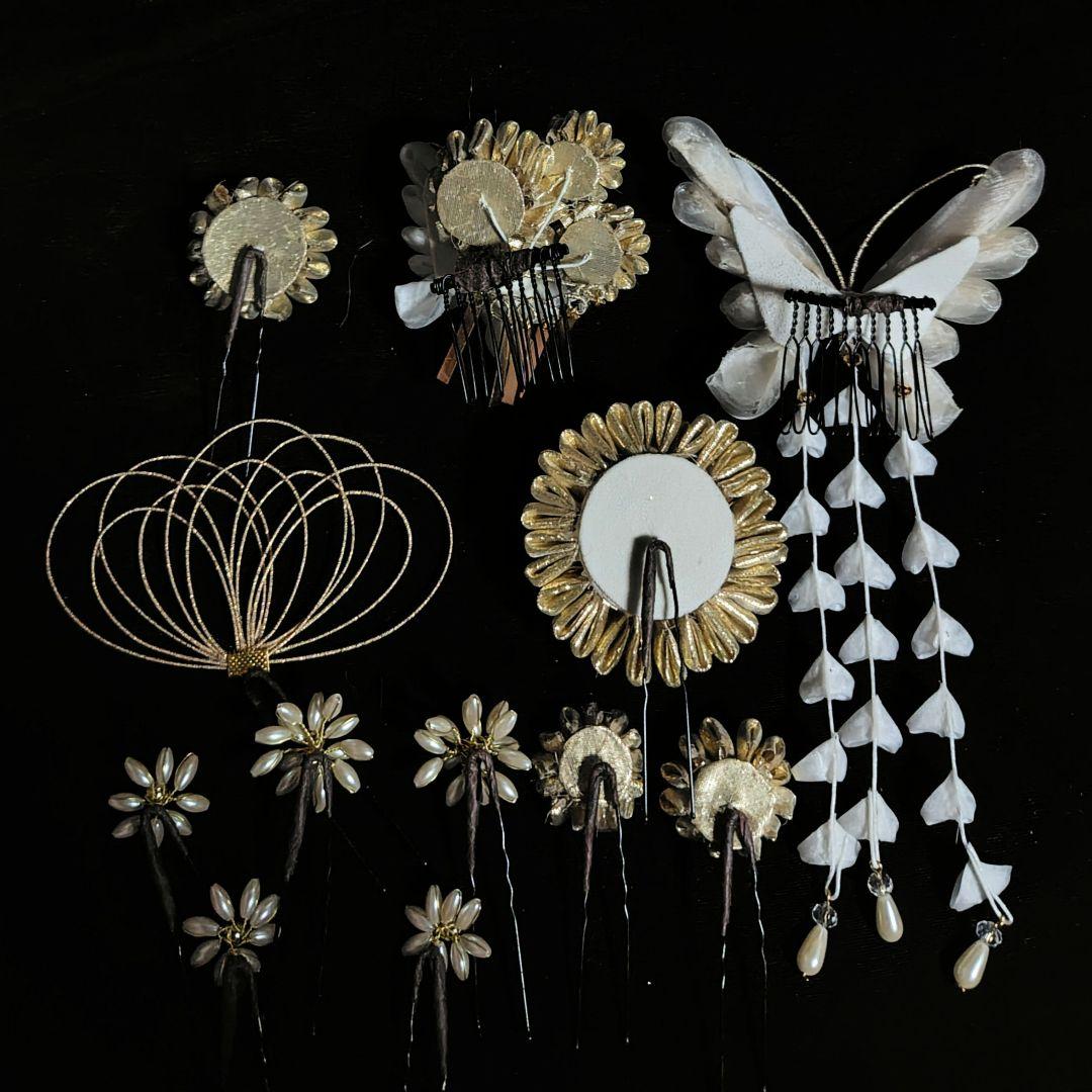 つまみ細工 髪飾り 蝶々 成人式 卒業式 結婚式 七五三 かんざし