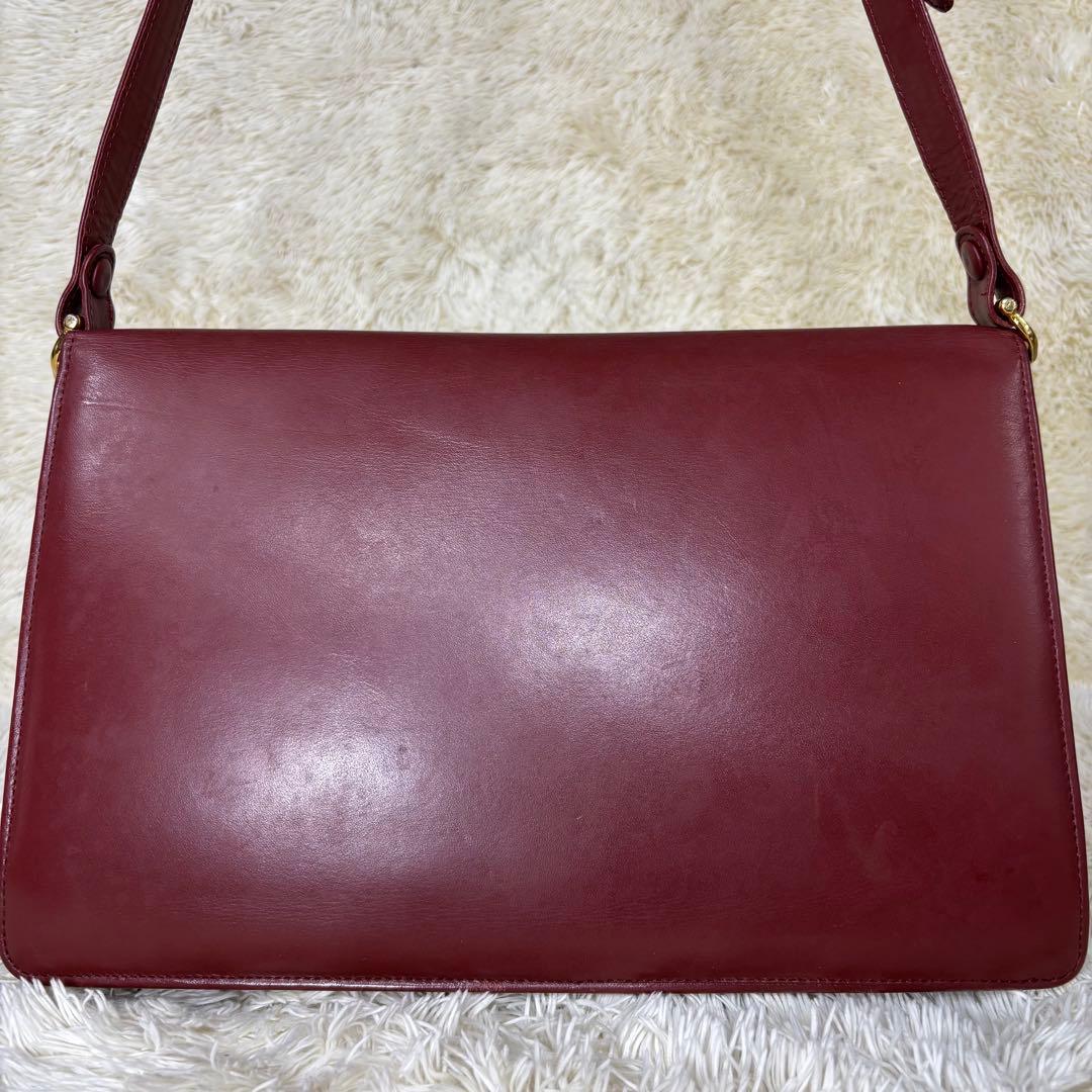極美品　カルティエ　ショルダーバッグ　マスト ドゥ　レザー　レッド　ロゴ　肩掛け