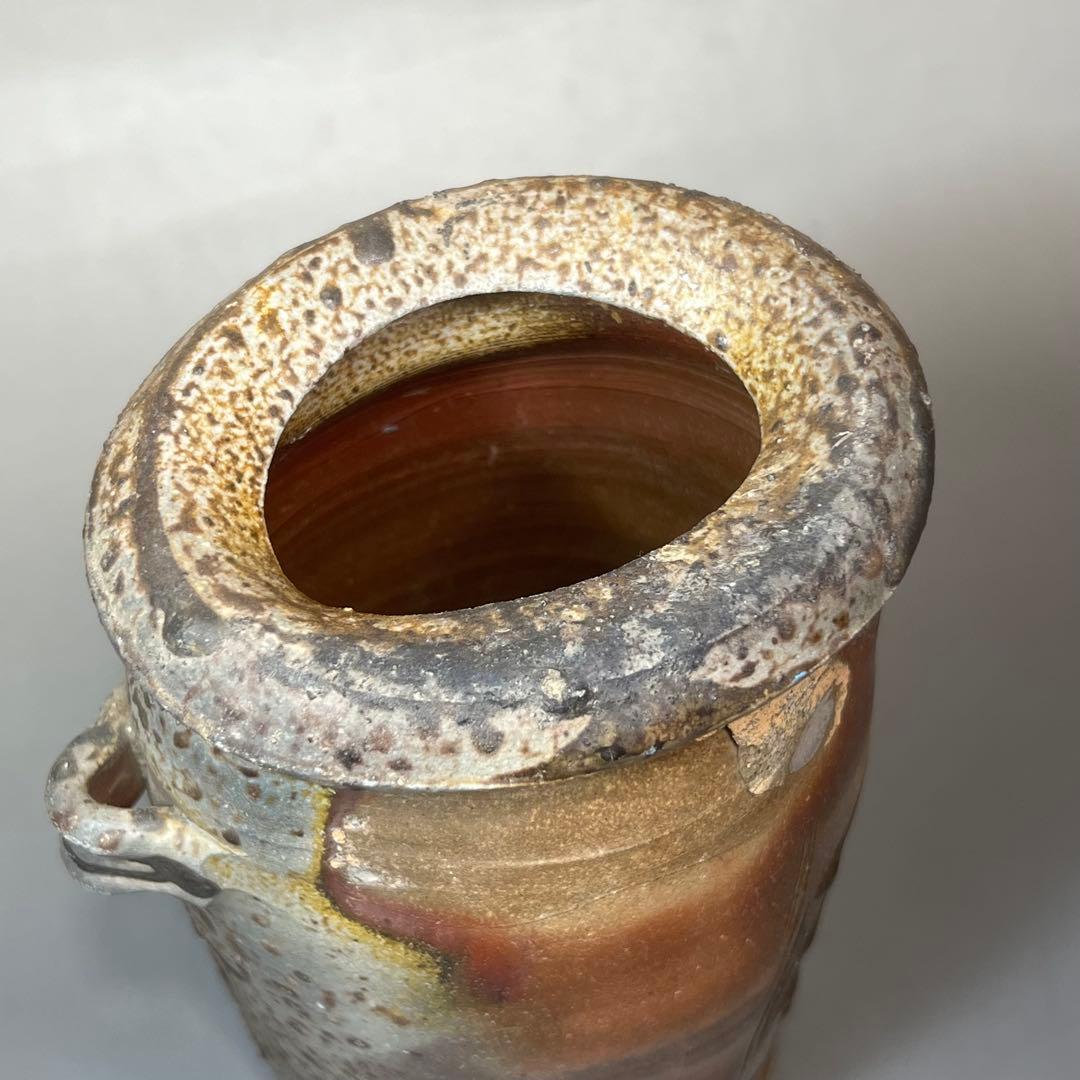 ス*ト様 新歓嗣 伊賀耳付花入 花瓶 花器 共箱 共布