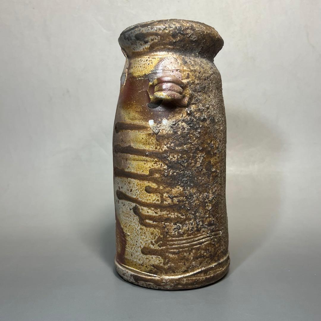 ス*ト様 新歓嗣 伊賀耳付花入 花瓶 花器 共箱 共布