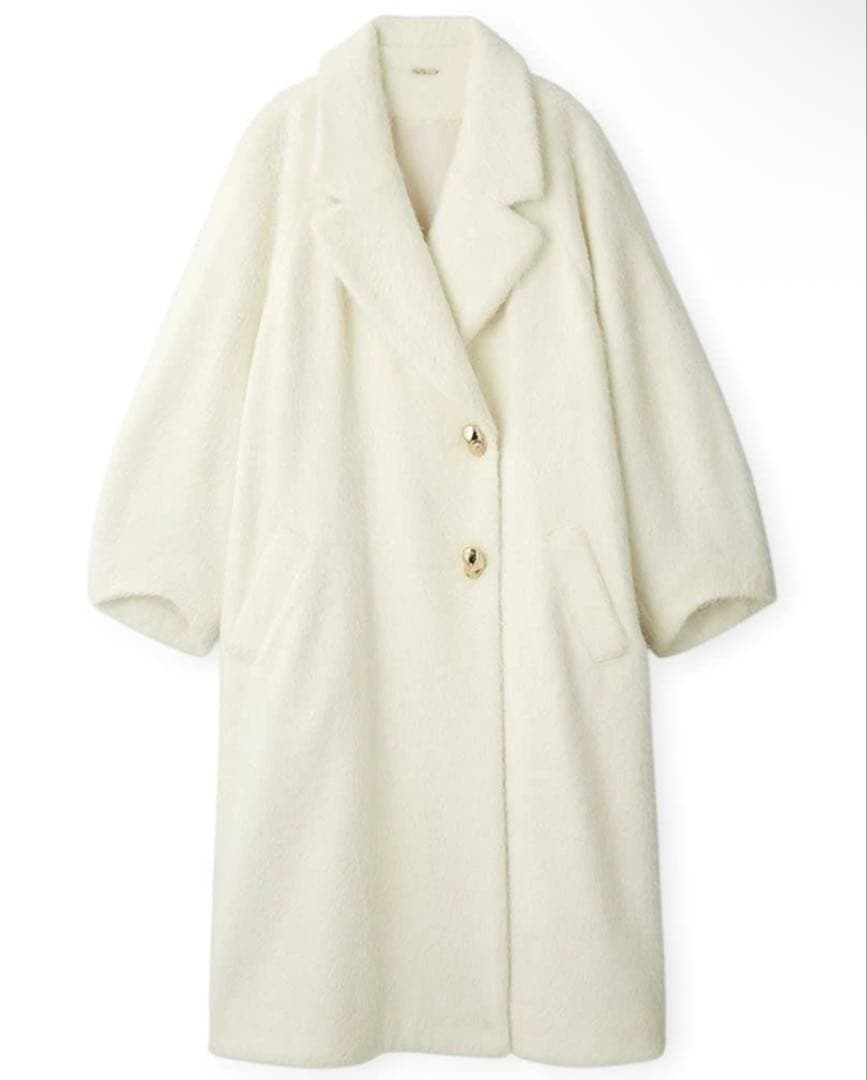 SNIDEL スナイデルシャギーロングコート アイボリー