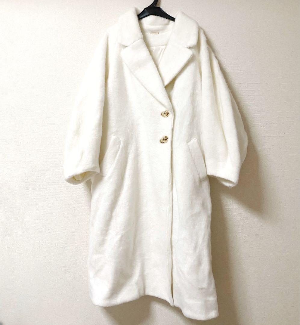 SNIDEL スナイデルシャギーロングコート アイボリー