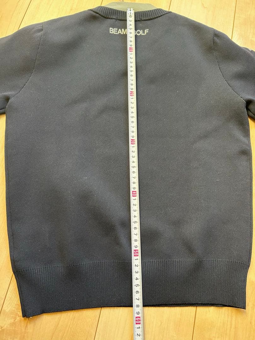 ＊美品 BEAMS GOLF ネイビー フェイクレイヤード モックネック ニット