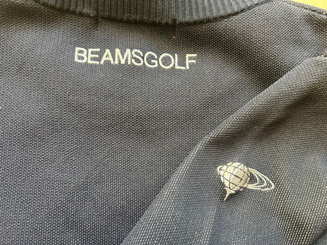 ＊美品 BEAMS GOLF ネイビー フェイクレイヤード モックネック ニット