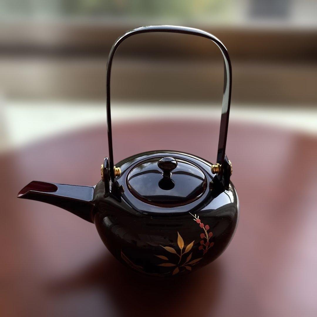 お屠蘇セット 越前漆器　 尺2長角屠蘇器　溜　新丸南天