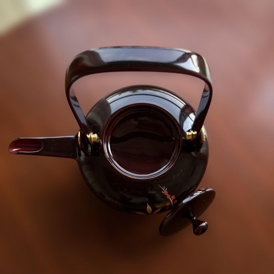 お屠蘇セット 越前漆器　 尺2長角屠蘇器　溜　新丸南天