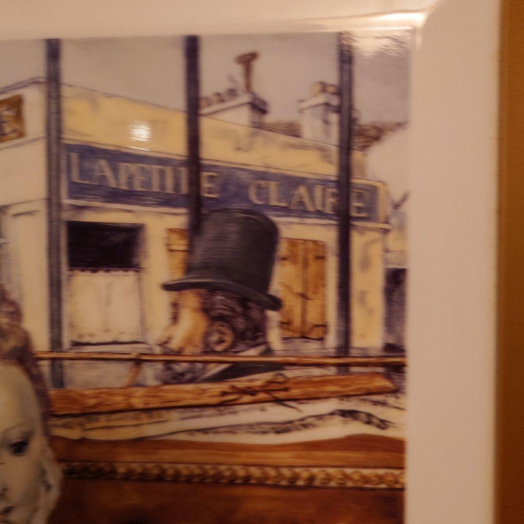 藤田嗣治カフェの女性 黒いドレス ゴールドフレーム.ロイヤルコペンハーゲン陶版画