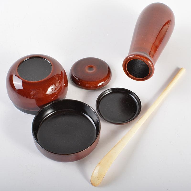 Rie Oda　鎌倉彫　竹文茶箱茶碗平安春峰作振出など一式　VR6666