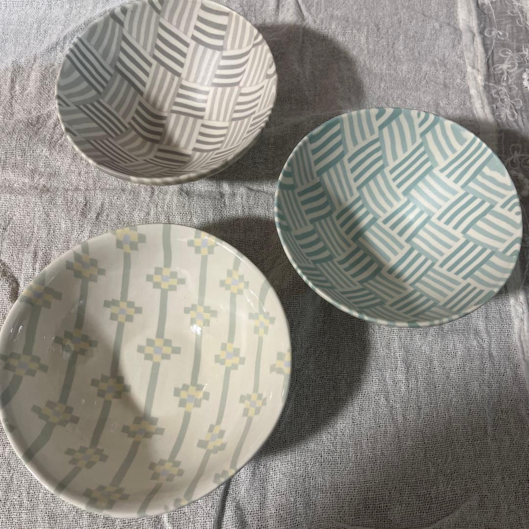 ハラダマホ　練り上げ　お茶碗、ボウル3点セット