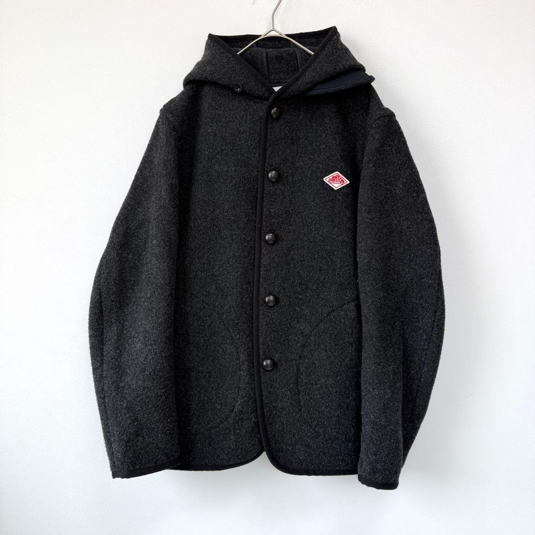 【極美品✨】ダントン ウールモッサコート フード付き ジャケット ダークグレーL