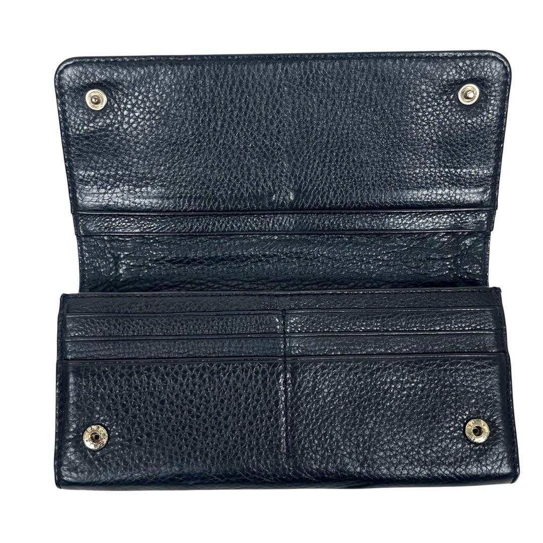 トリーバーチ　長財布　デカロゴ！　二つ折りウォレット　本革　極美品　ブラック