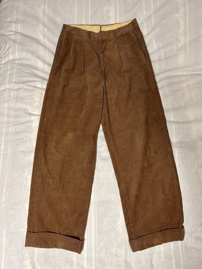 60s 60年代 コーデュロイパンツ 2タック ブラウン 細畝 W30