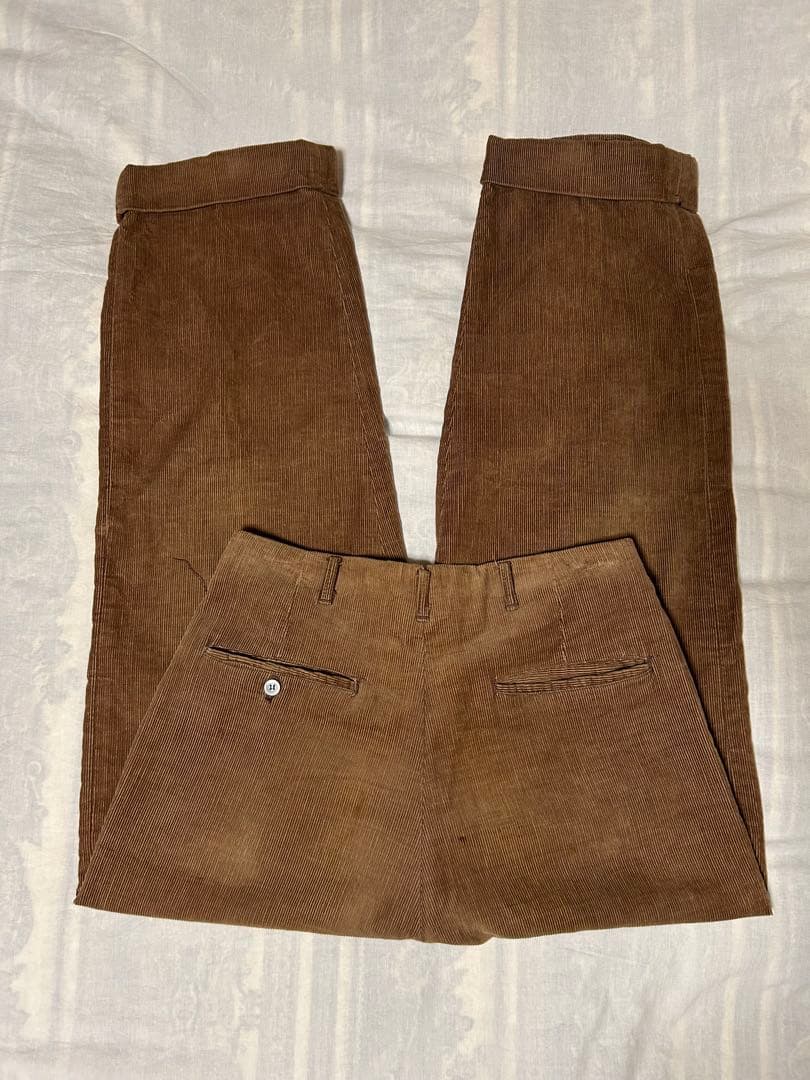 60s 60年代 コーデュロイパンツ 2タック ブラウン 細畝 W30