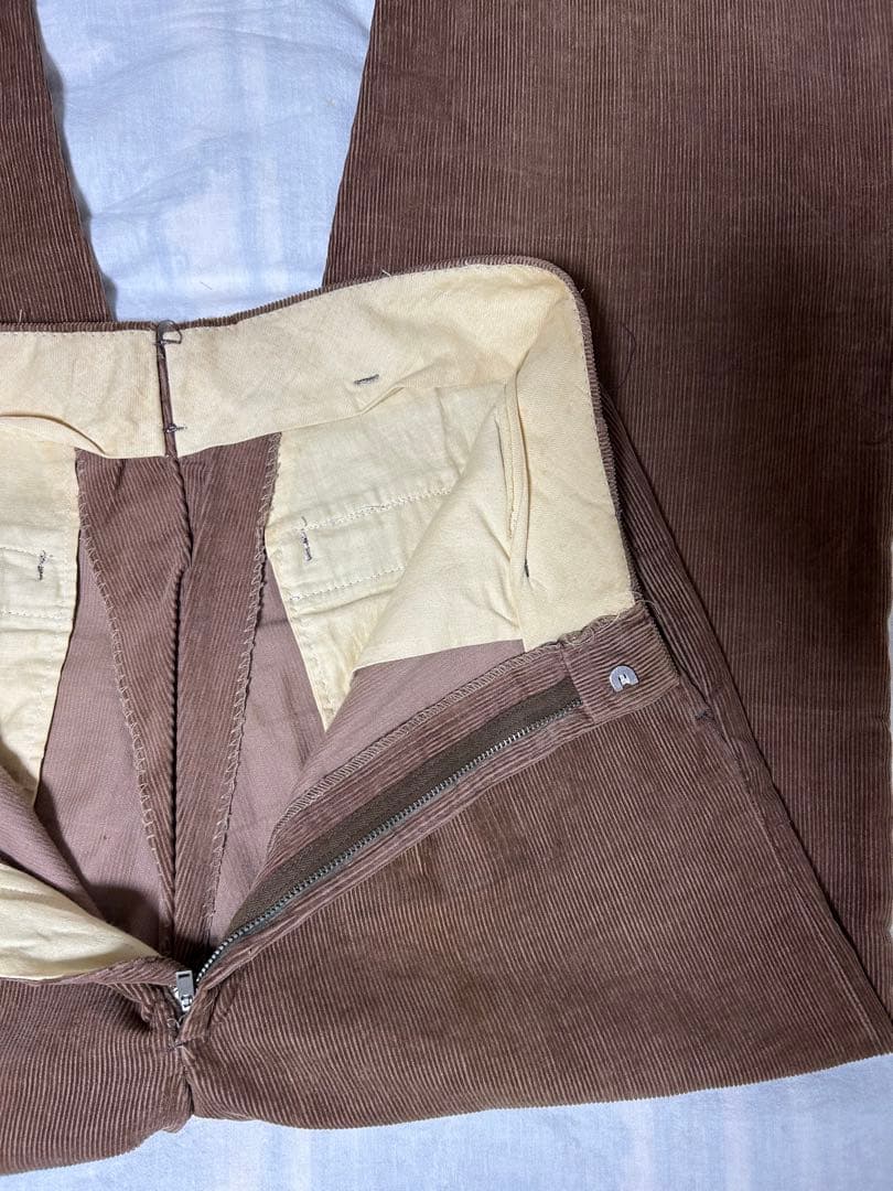 60s 60年代 コーデュロイパンツ 2タック ブラウン 細畝 W30