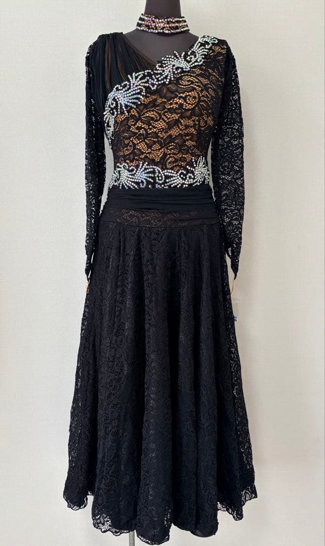 社交ダンスワンピース　パーティワンピース　ソシアルダンス　黒