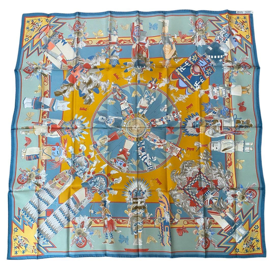 美品 エルメスHERMES カレ90 Kachinas（カチナ）