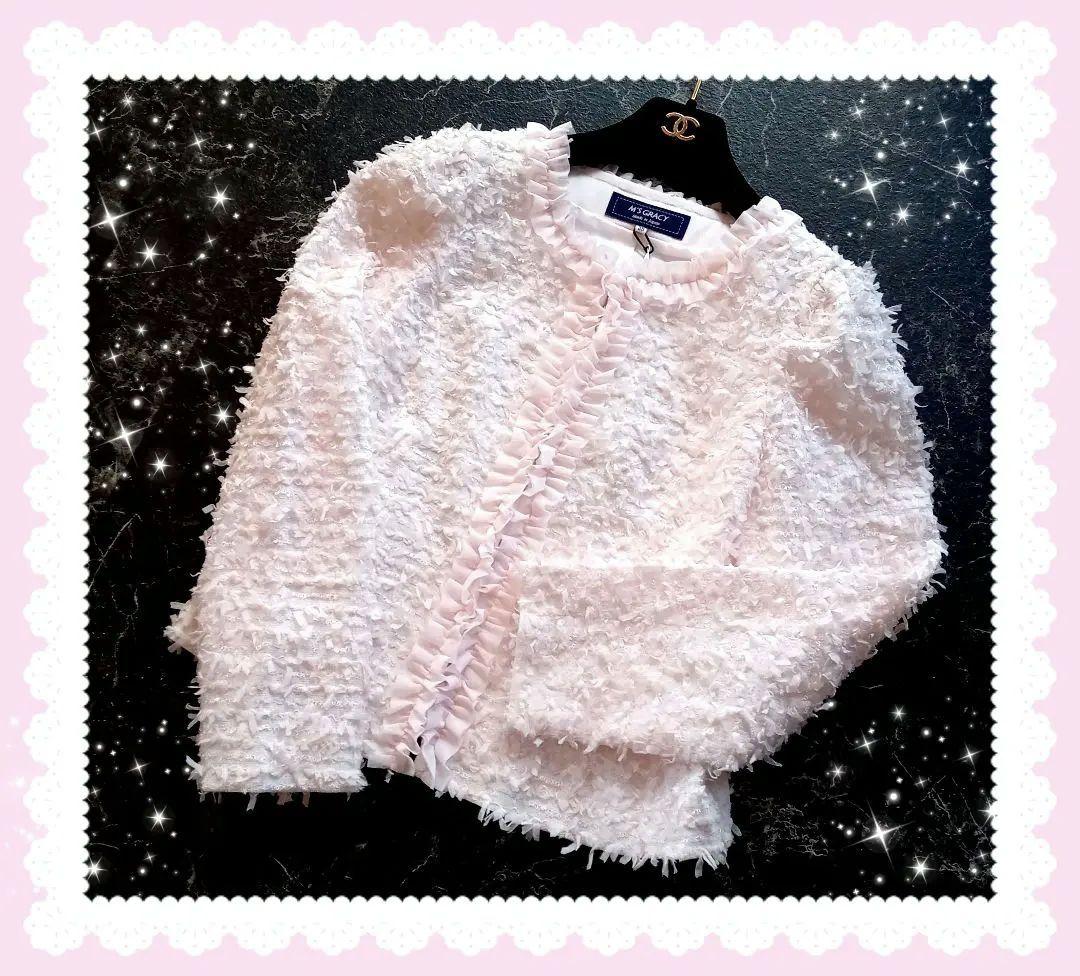 エムズグレイシー♡ファンシーツイード♡フリル♡華やか 上品 ジャケット 姫ピンク