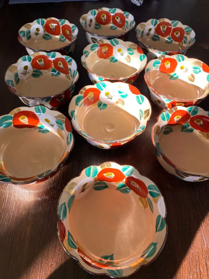 乾山写　京焼　椿向付5客 新品未使用　 お造りの器