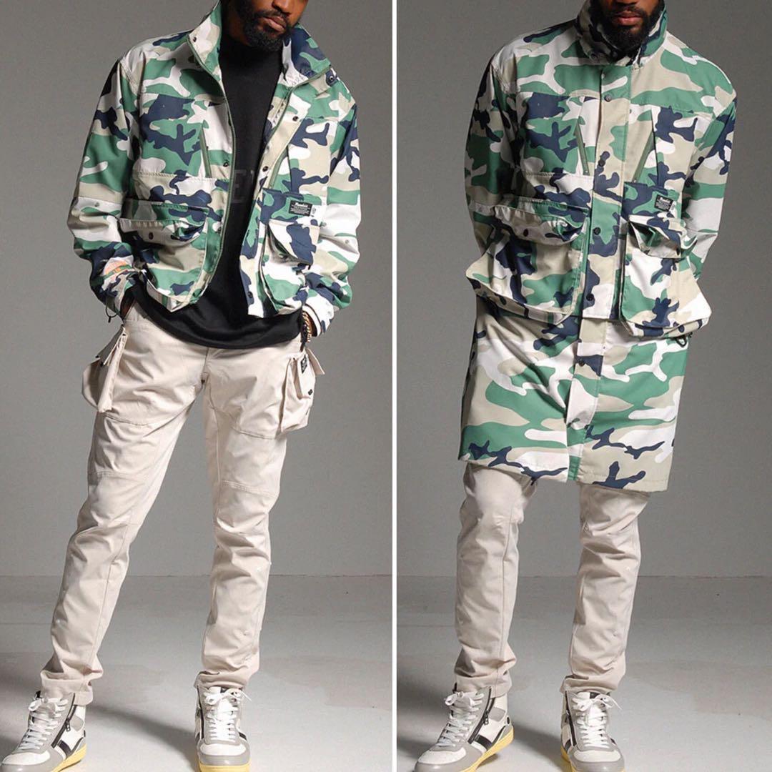 新品 ラッセルノ ゴルフ 2Way カスタム ロング ジャケット カモ L 5