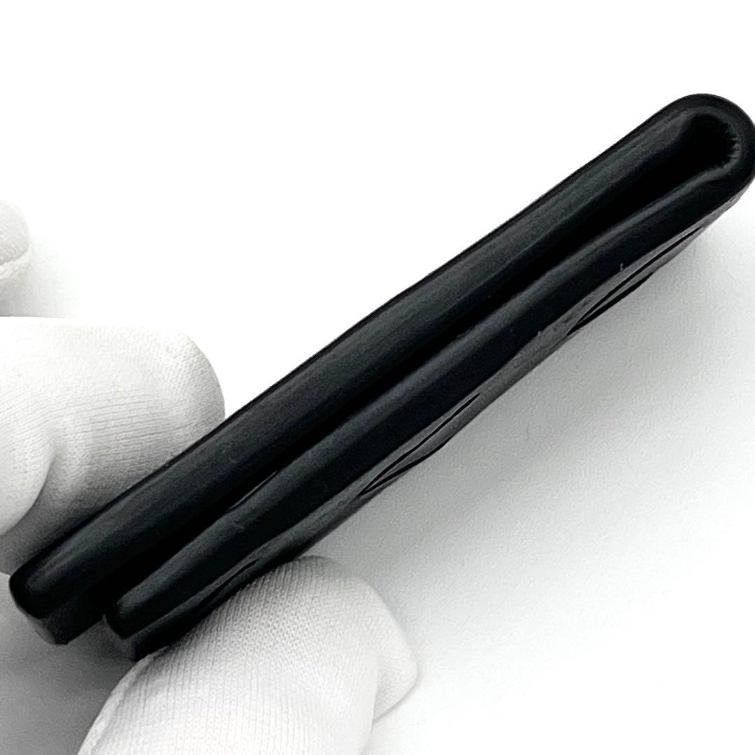 【美品】ボッテガヴェネタ　マネークリップ　イントレチャート　レザー　ブラック