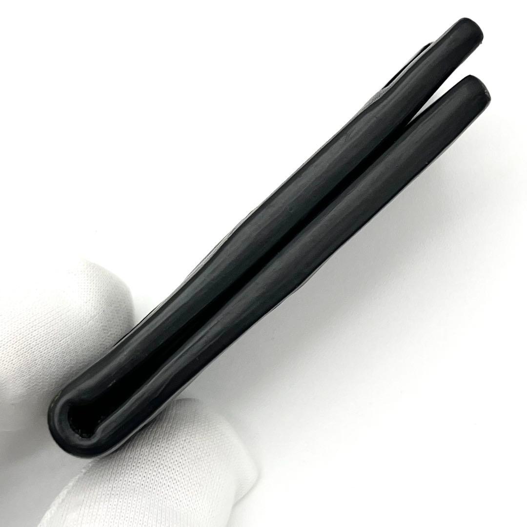 【美品】ボッテガヴェネタ　マネークリップ　イントレチャート　レザー　ブラック