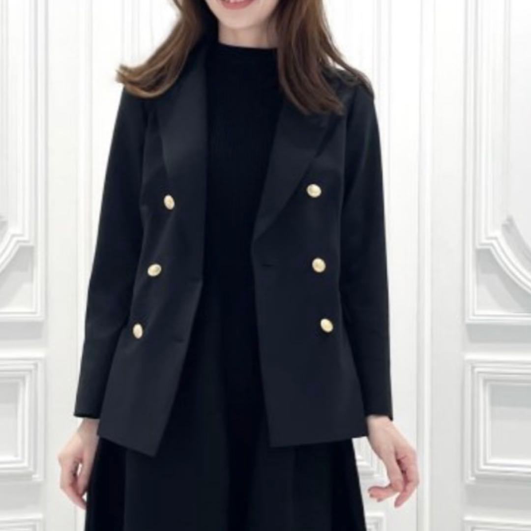 美品　m.i.d エムプルミエ　ピークドラペルメタルボタンダブルジャケット