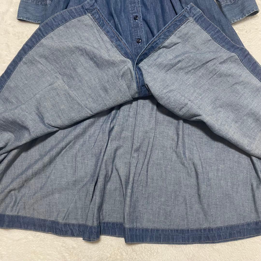 ローレンラルフローレン　デニムシャツワンピース リボン　ベルト マキシ丈