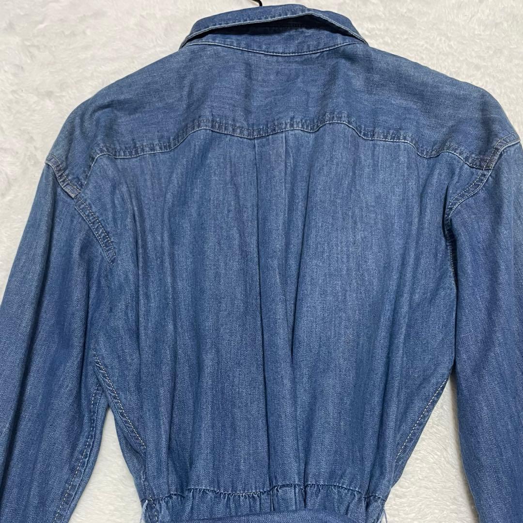 ローレンラルフローレン　デニムシャツワンピース リボン　ベルト マキシ丈