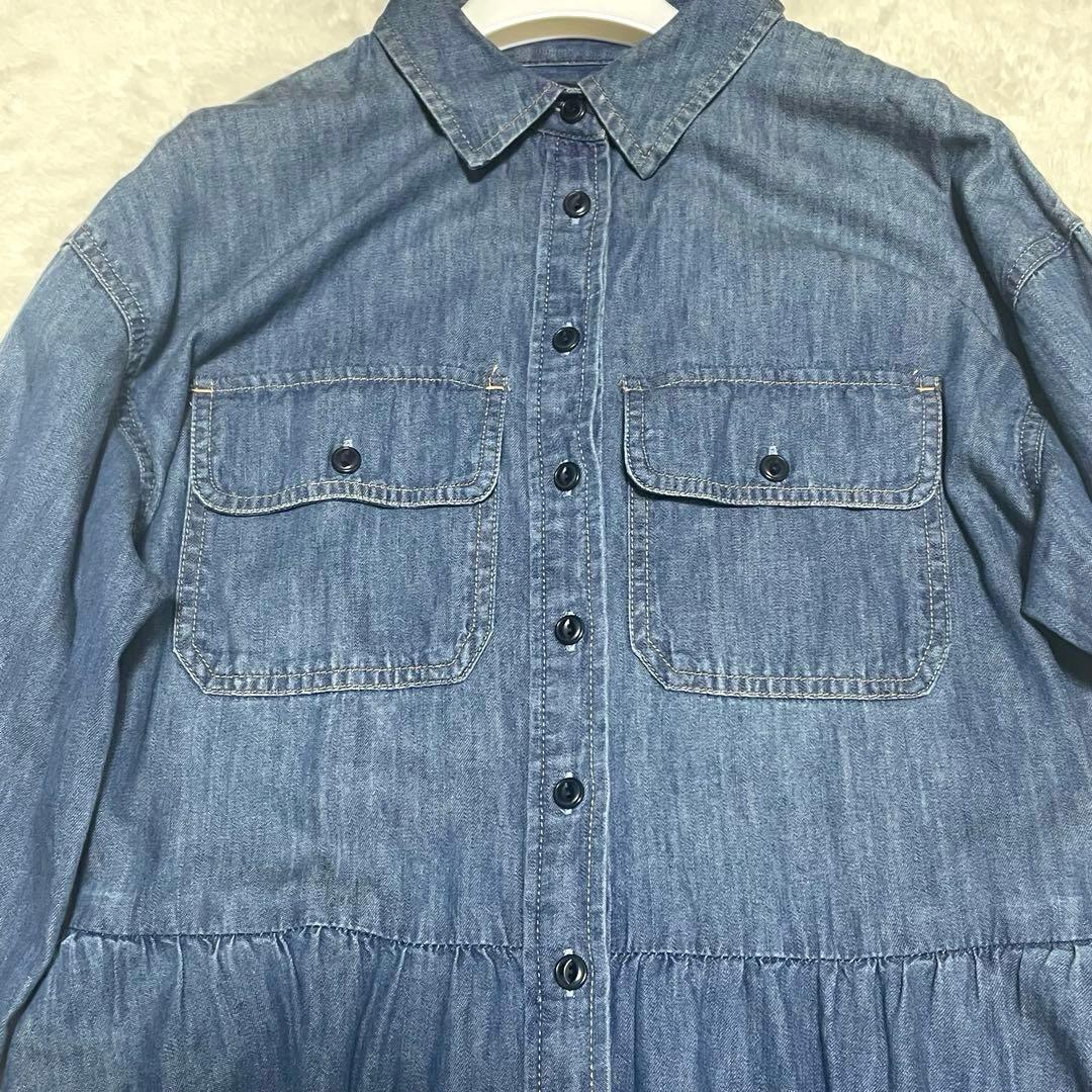 ローレンラルフローレン　デニムシャツワンピース リボン　ベルト マキシ丈