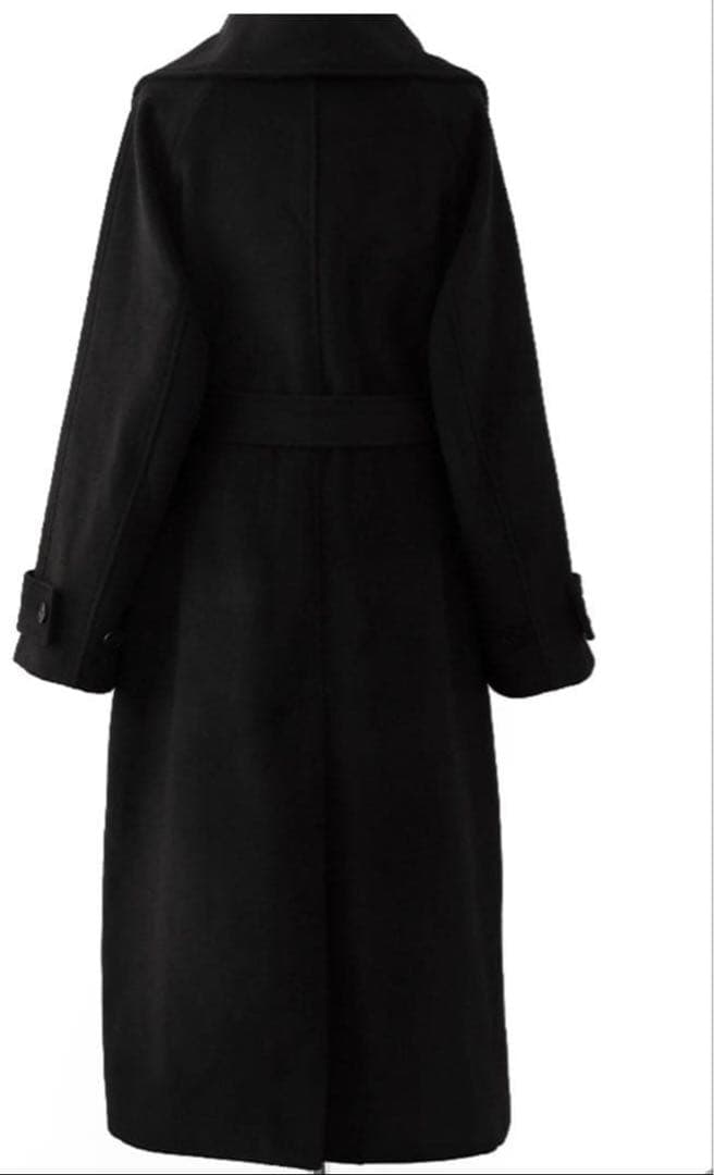 nabi ワイドカラーダブルロングコート 黒ロングコート サイズ2 nugu