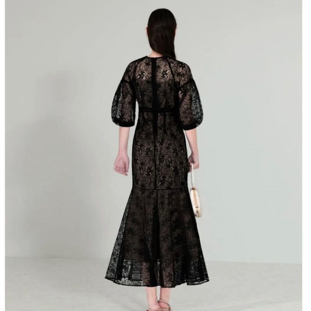 【極美品】Leja レジャ 刺繍花柄総レースマーメイドタイトワンピース ブラック