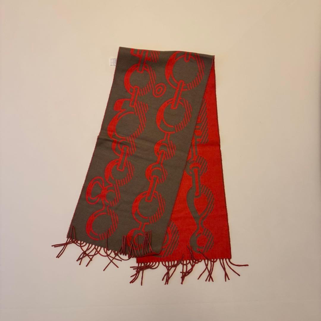 美品◎英国製 HERMES エルメス レディース カシミヤ100％ マフラー