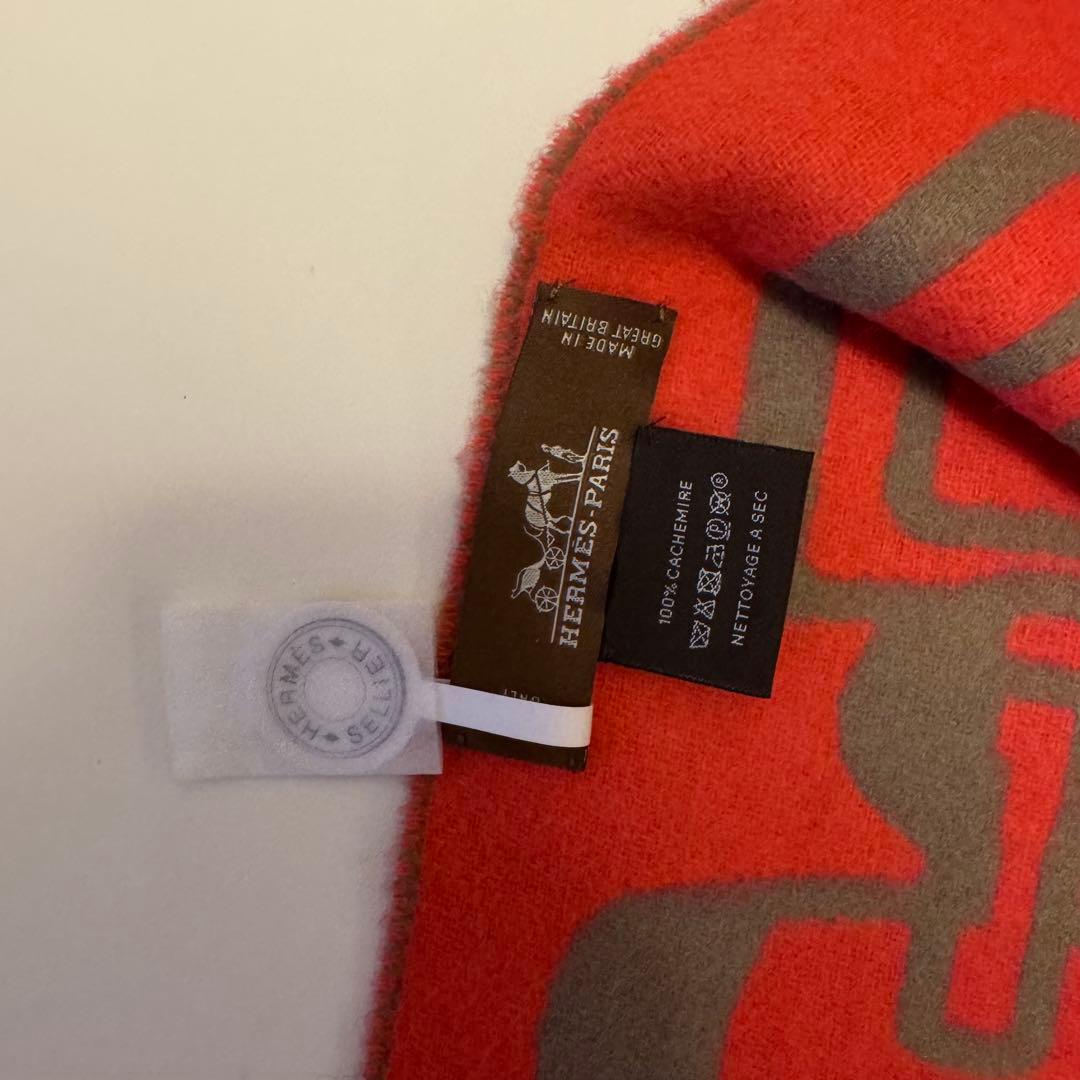 美品◎英国製 HERMES エルメス レディース カシミヤ100％ マフラー