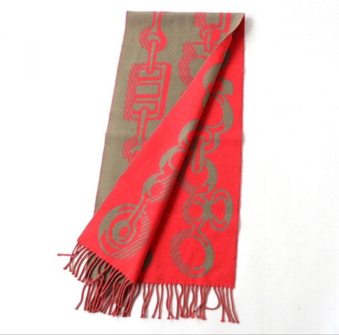 美品◎英国製 HERMES エルメス レディース カシミヤ100％ マフラー