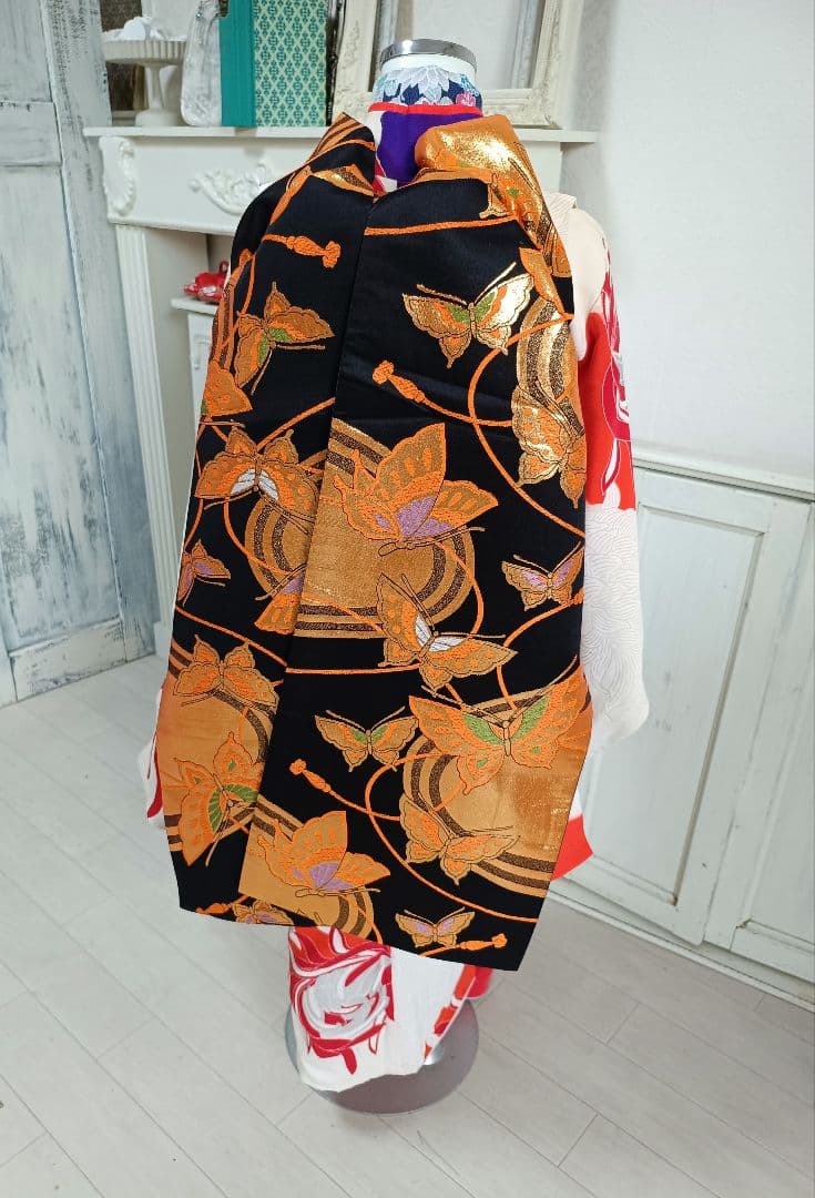 黒に金の蝶のだらりの帯☆子供　ジュニア　七五三