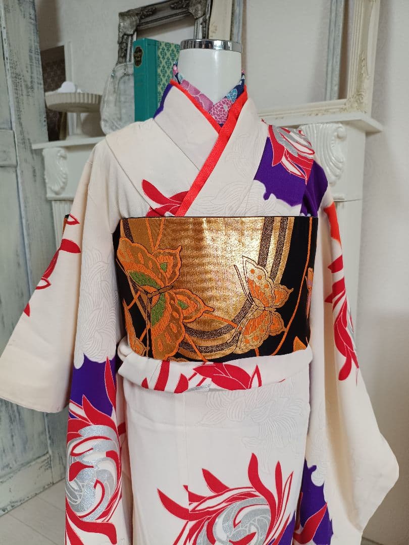 黒に金の蝶のだらりの帯☆子供　ジュニア　七五三