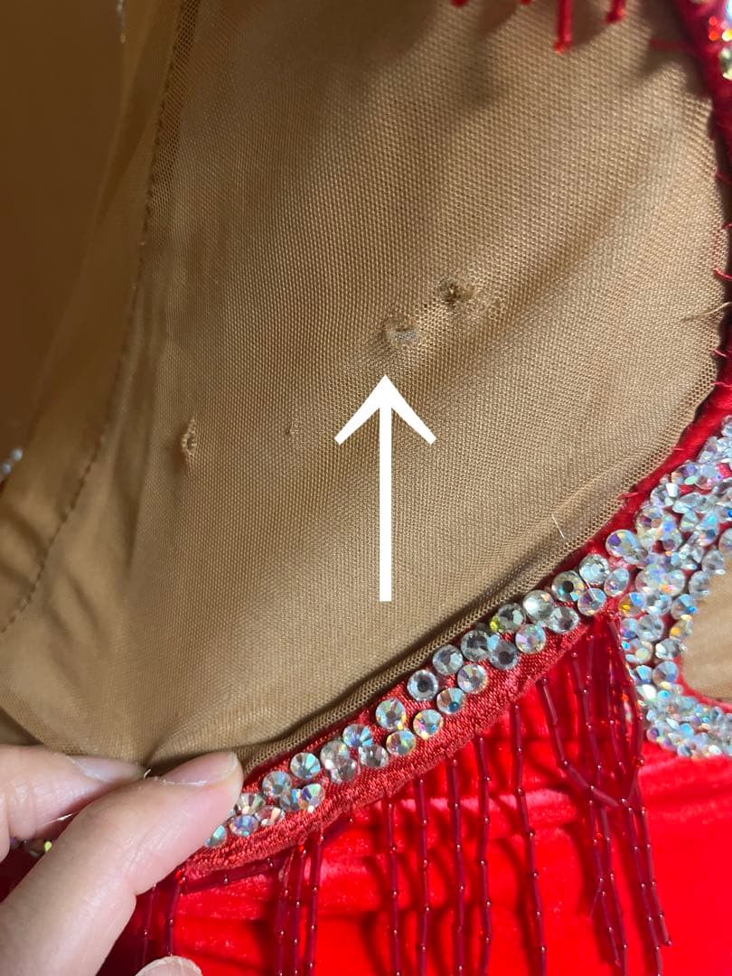 ❤️タカダンス ❤️レッドベルベットサテンラテンドレスM