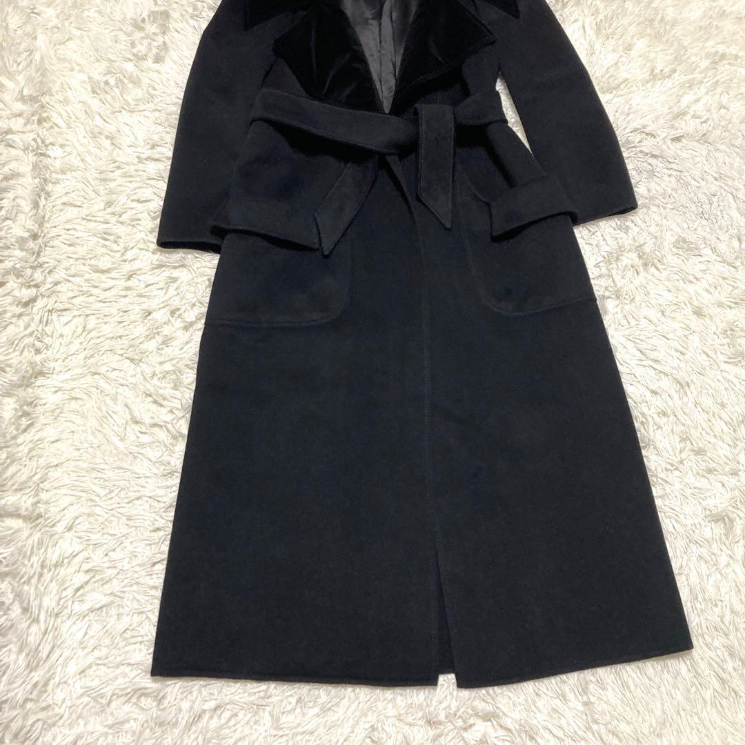 極美品✨VALENTINO カシゴラ　超ロングコート　ベルト　XL 襟ベロア　黒