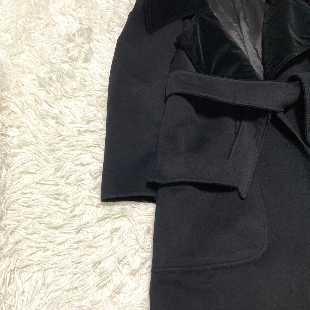 極美品✨VALENTINO カシゴラ　超ロングコート　ベルト　XL 襟ベロア　黒