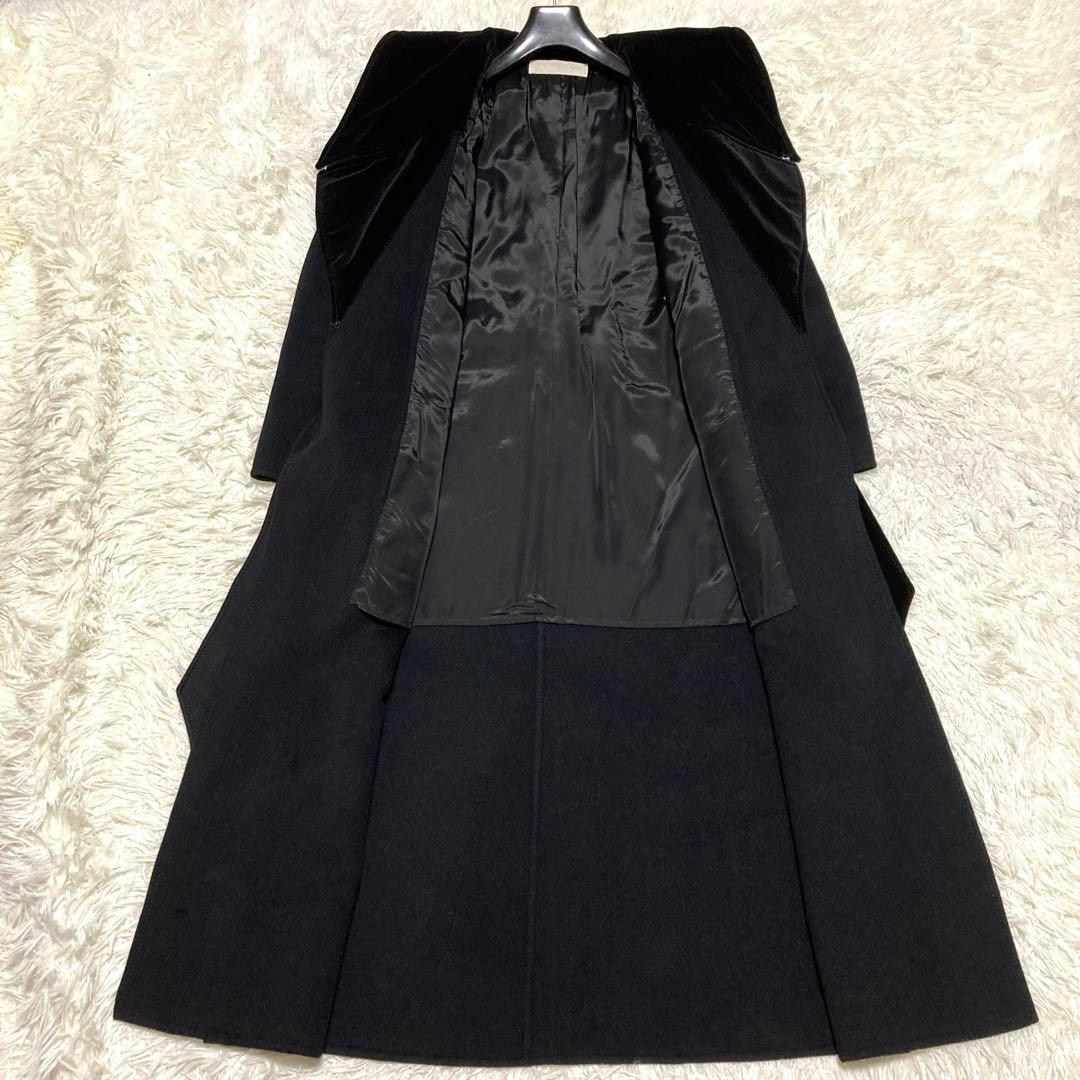 極美品✨VALENTINO カシゴラ　超ロングコート　ベルト　XL 襟ベロア　黒