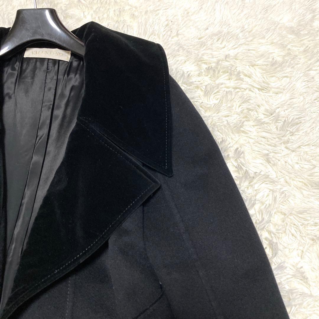 極美品✨VALENTINO カシゴラ　超ロングコート　ベルト　XL 襟ベロア　黒