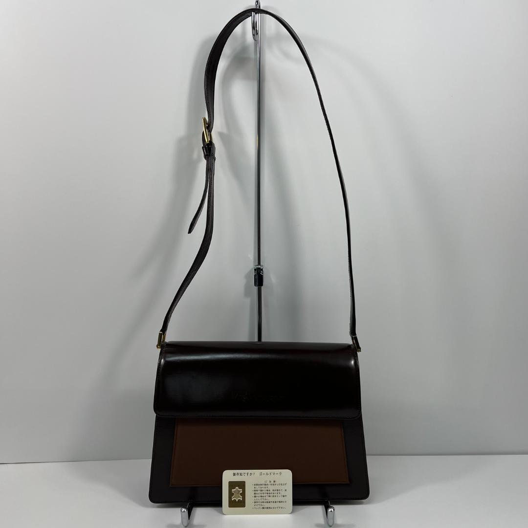 イブサンローラン ショルダーバッグ レザー ブラウン MBZ219
