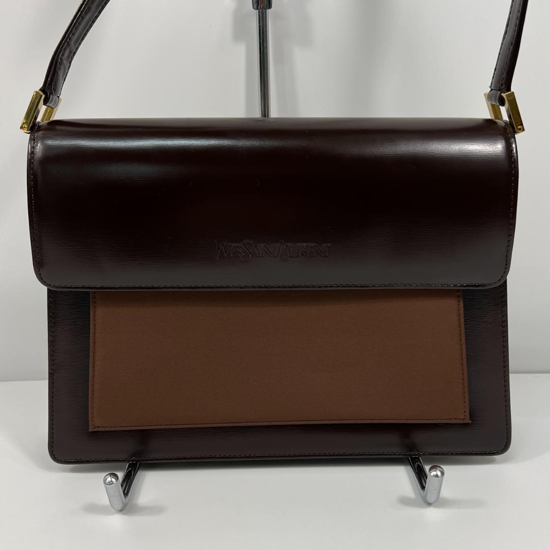 イブサンローラン ショルダーバッグ レザー ブラウン MBZ219