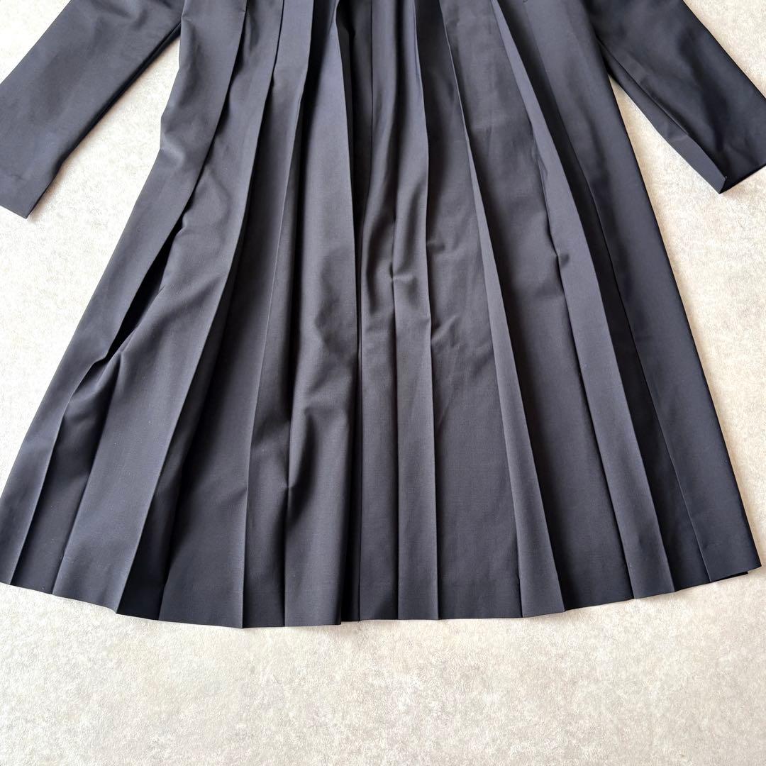 【美品】トゥモローランド バックプリーツワンピース ネイビー フォーマル 　長袖