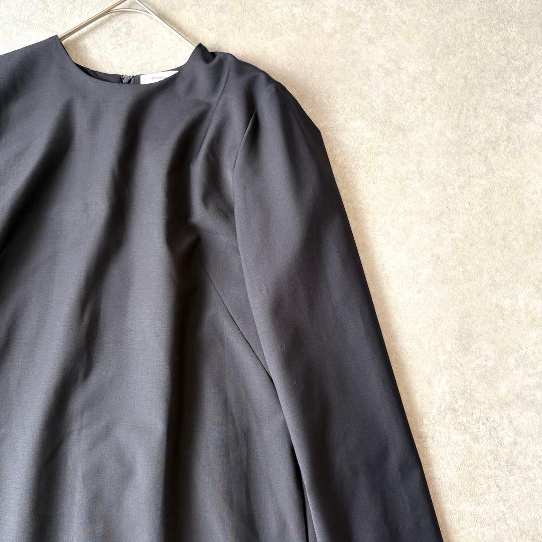 【美品】トゥモローランド バックプリーツワンピース ネイビー フォーマル 　長袖