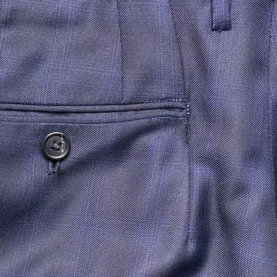 現行 極美品 ポールスミス 国旗柄 光沢 チェック 高級レダ ネイビー L 総裏