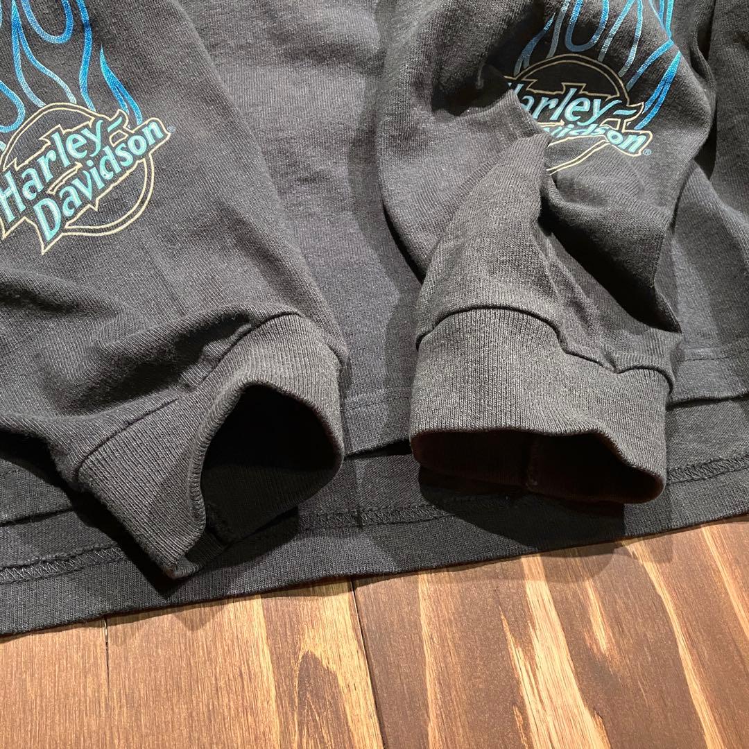 USA製 ハーレーダビッドソン ブルーフレイム　ロンt 長袖　ブラック　Ｌ