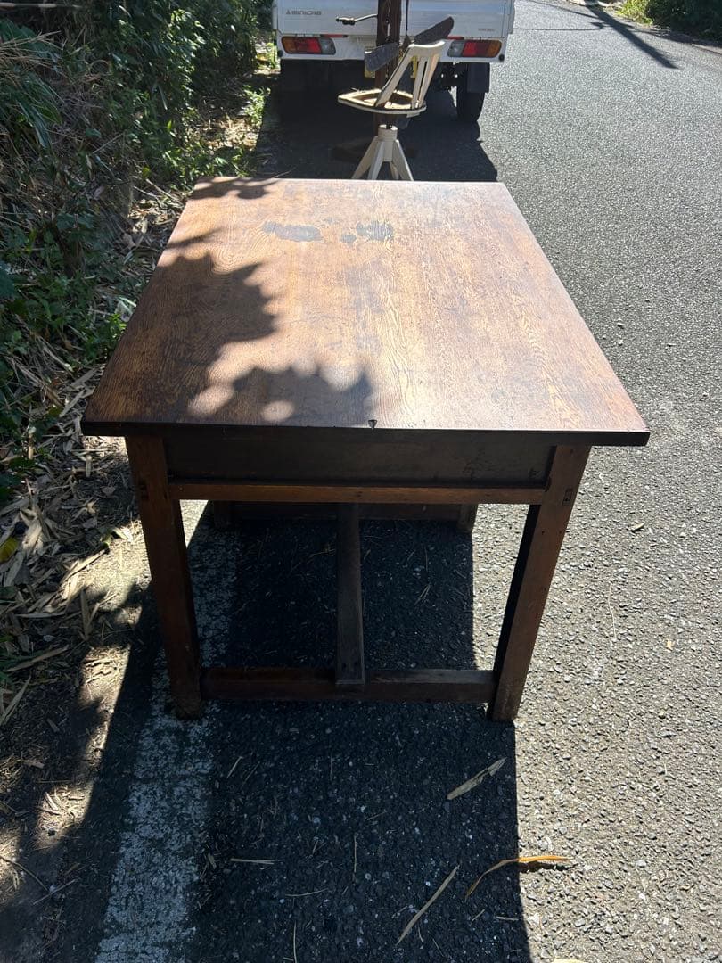 レトロ　アンティーク　木製引き出し付きテーブル